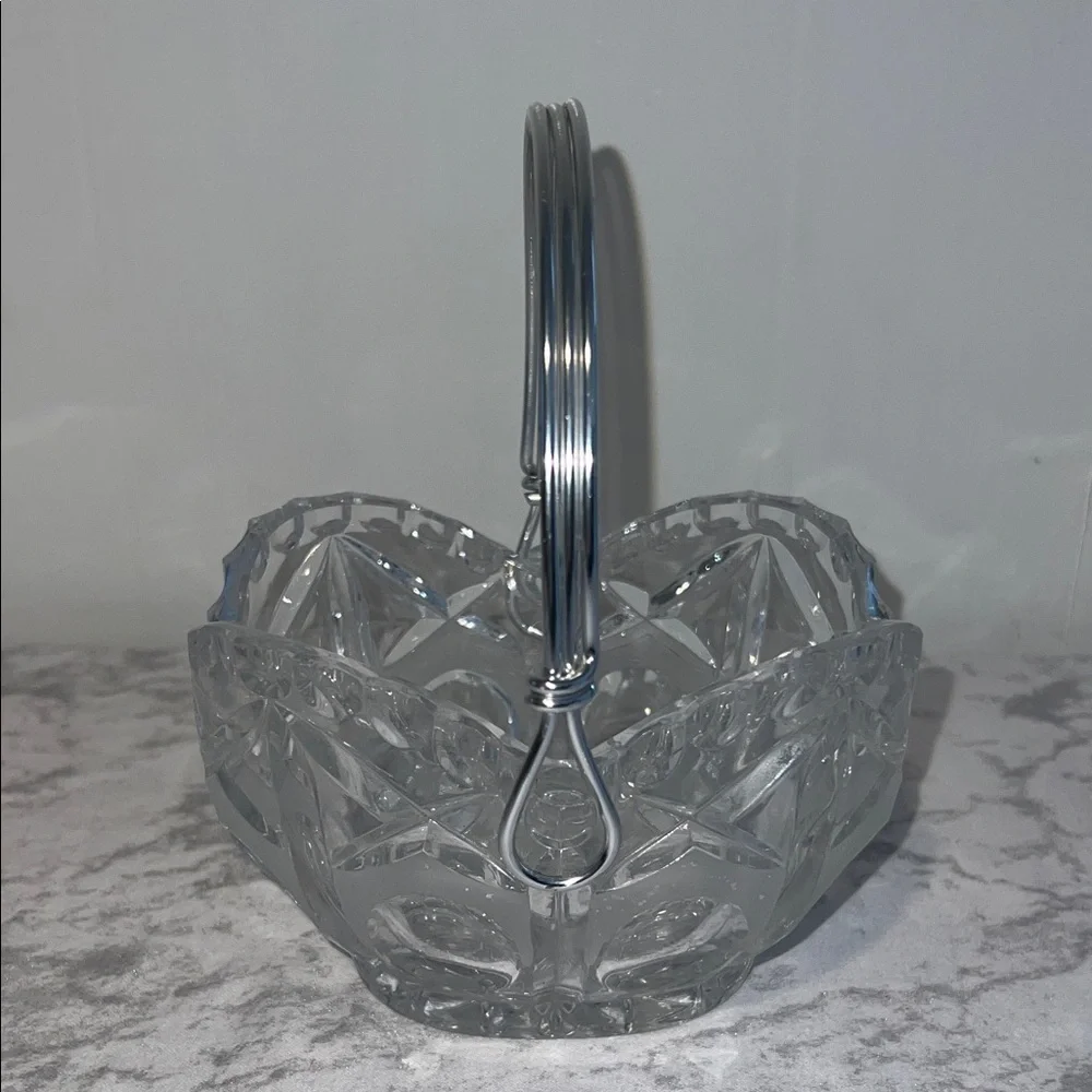 Crystal Basket with Silver Handle
